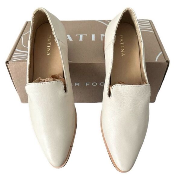 Portland Leather Patina Pointed Flat Bone Leather Loafers Slip-On Shoes Size 9.5 - Picture 6 of 10